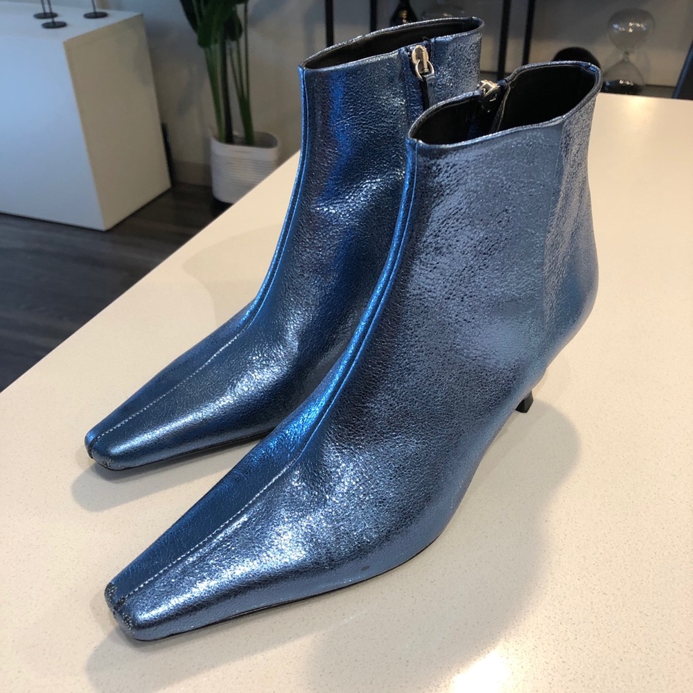 Metallic blue ZARA booties